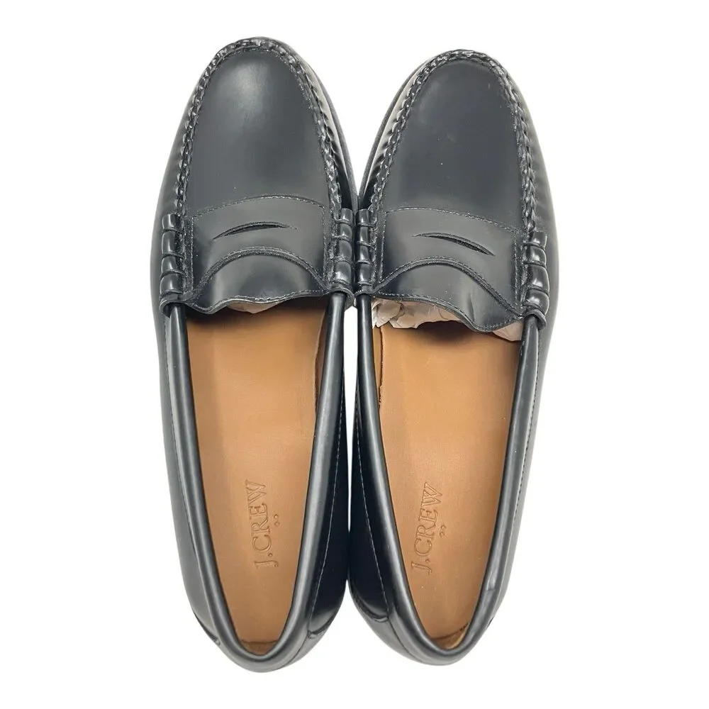 J Crew Penny Loafers Mens 9 Black Leather Sole Business Preppy Luxury Shoes